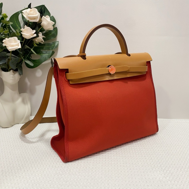 Hermes/愛馬仕herbag31蕃茄紅手提單肩包,成色95新,尺寸31*10*25-3