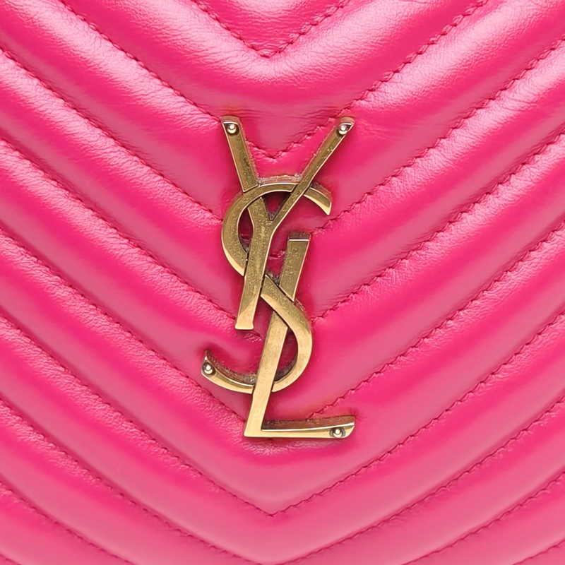SAINT LAURENT 紫紅色牛皮金扣流蘇相機包中號23肩背包-4