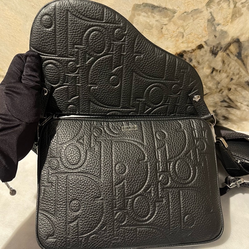 Dior黑粒面小牛皮 Saddle 三件式子母包 黑色 Dior Gravity皮革和黑色粒面小牛皮-7