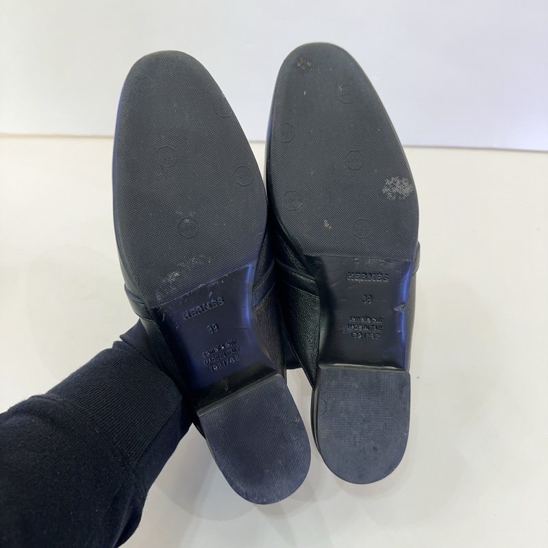 Hermes/愛馬仕黑色銀扣Kelly半拖鞋,成色95新,尺寸39碼-7