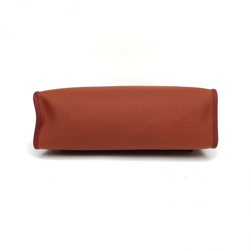 HERMES Herbag31愛馬仕紅帆布/牛皮Y刻銀扣肩背包-3