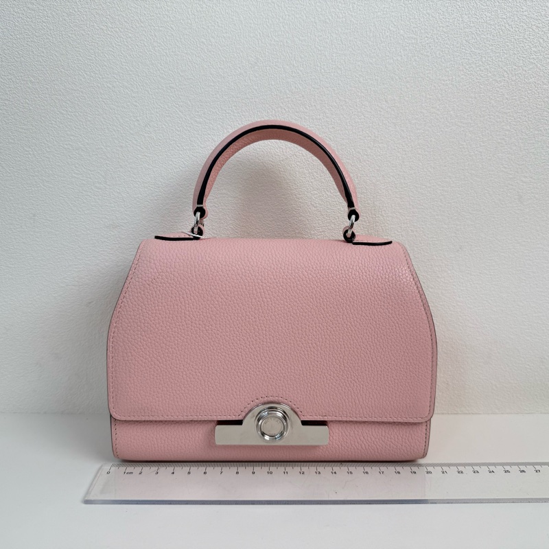 99✨摩奈/MOYNAT Rejane PM Taurillon 小牛皮 手提包斜挎包單肩包 粉色 銀色五金 💖正品-1