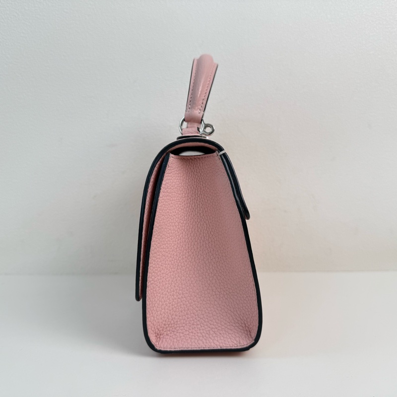99✨摩奈/MOYNAT Rejane PM Taurillon 小牛皮 手提包斜挎包單肩包 粉色 銀色五金 💖正品-4