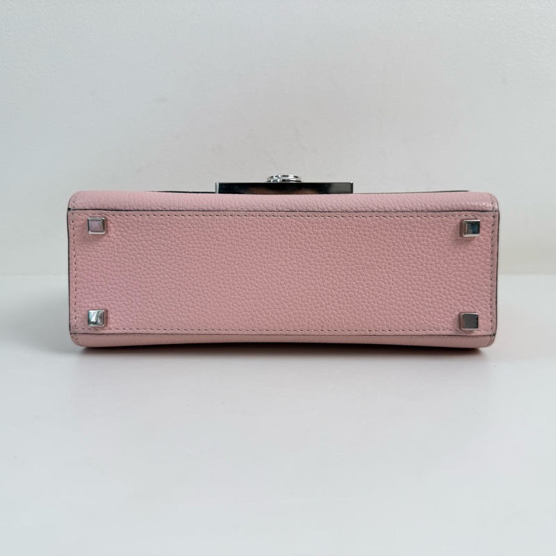 99✨摩奈/MOYNAT Rejane PM Taurillon 小牛皮 手提包斜挎包單肩包 粉色 銀色五金 💖正品-5