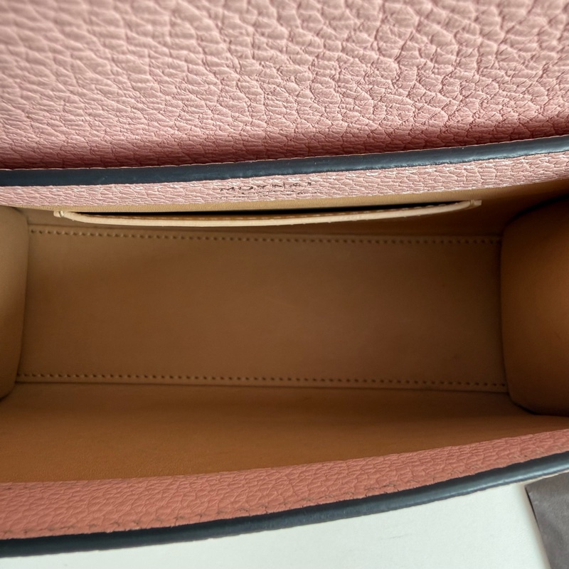 99✨摩奈/MOYNAT Rejane PM Taurillon 小牛皮 手提包斜挎包單肩包 粉色 銀色五金 💖正品-7