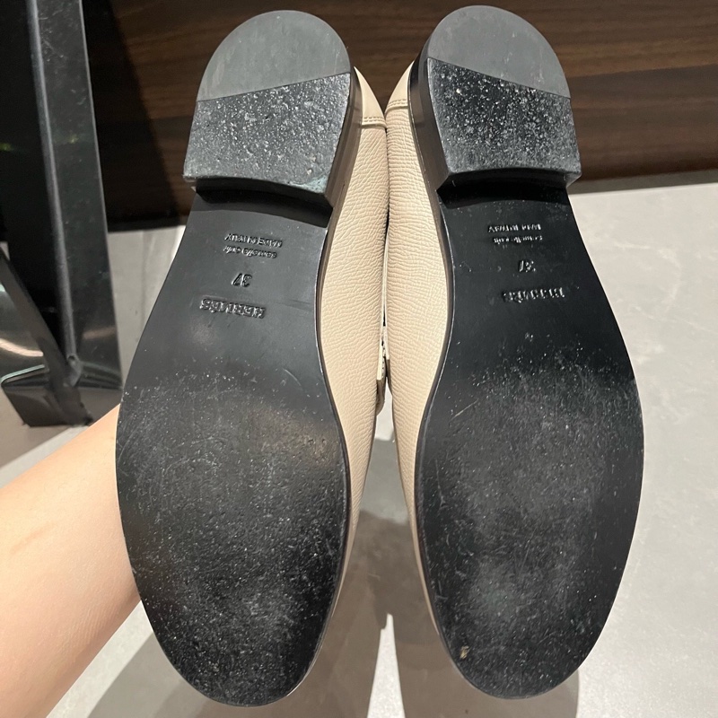 Hermès 愛馬仕 Kelly 銀扣奶茶色樂福鞋 37碼。-9