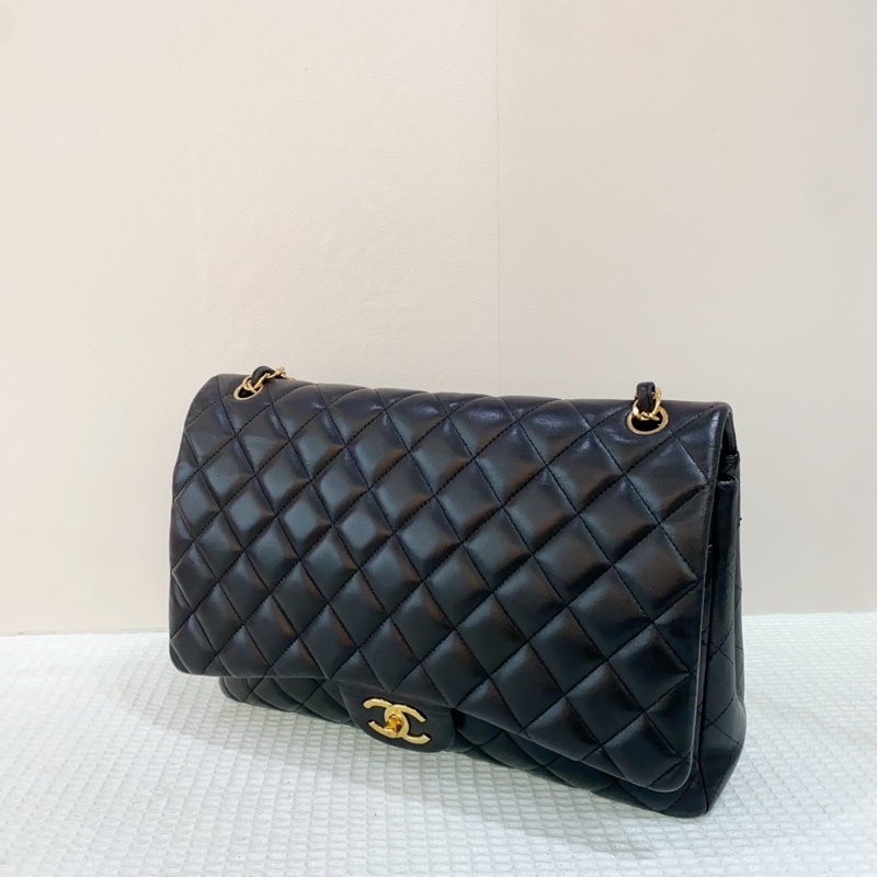 Chanel/香奈兒黑金羊皮雙蓋CF-Maxi，成色97新，尺寸33*10*24，15開-3