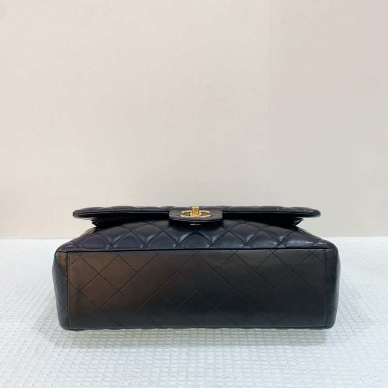 Chanel/香奈兒黑金羊皮雙蓋CF-Maxi，成色97新，尺寸33*10*24，15開-5