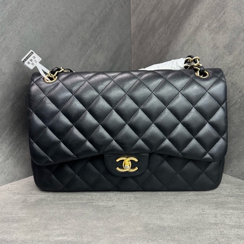 Chanel/香奈兒 黑金羊皮jumbo 16開 內里乾淨