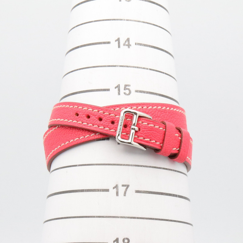 愛馬仕 H-Watch Mini 雙圈腕錶,不鏽鋼錶殼,皮革錶帶,女士款,白色 (HH1.110)-7