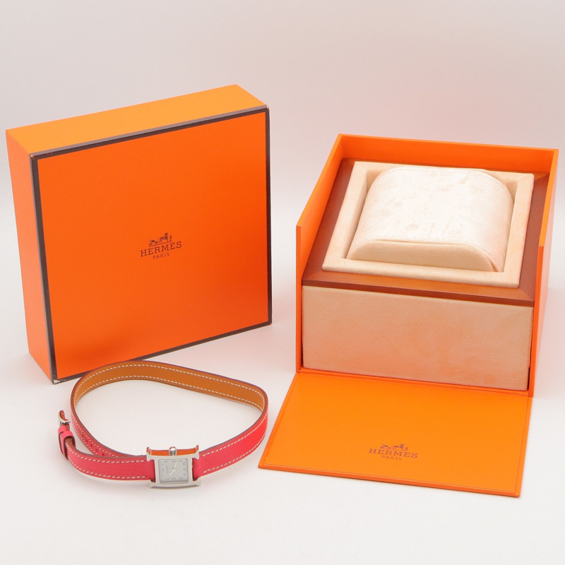 愛馬仕 H-Watch Mini 雙圈腕錶,不鏽鋼錶殼,皮革錶帶,女士款,白色 (HH1.110)-8