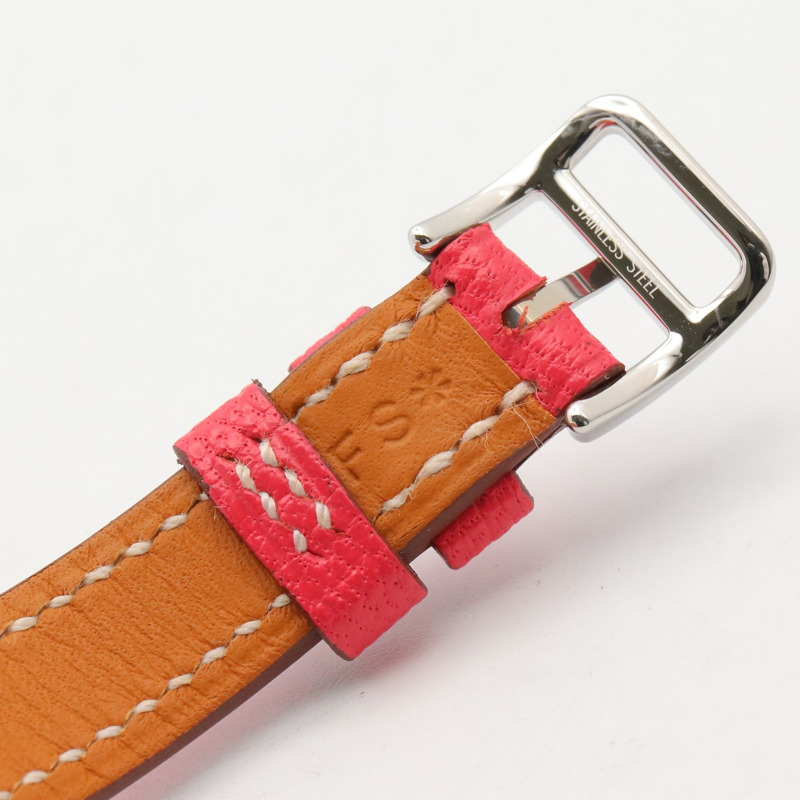 愛馬仕 H-Watch Mini 雙圈腕錶,不鏽鋼錶殼,皮革錶帶,女士款,白色 (HH1.110)-11
