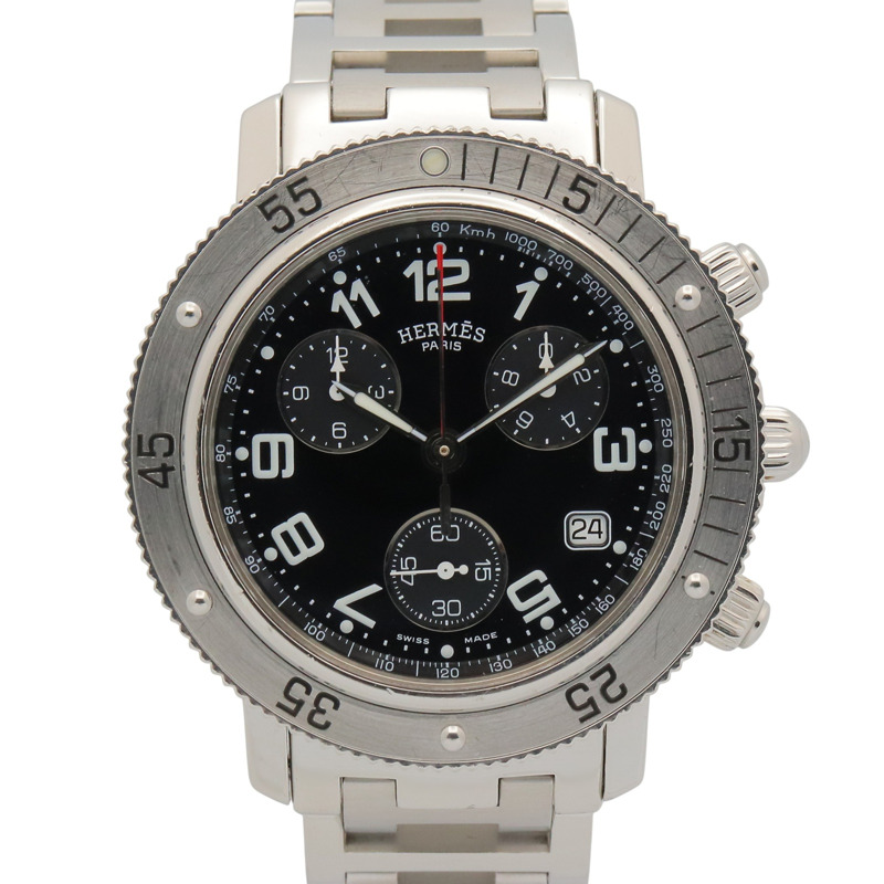 愛馬仕 Clipper Diver Chrono 腕錶，不鏽鋼材質，男士款，黑色，CL2.910-0