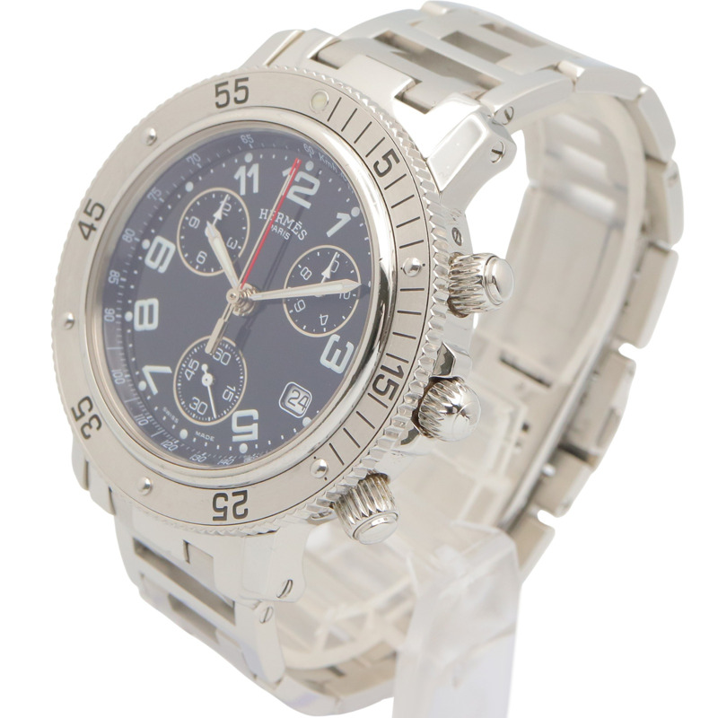 愛馬仕 Clipper Diver Chrono 腕錶，不鏽鋼材質，男士款，黑色，CL2.910-1