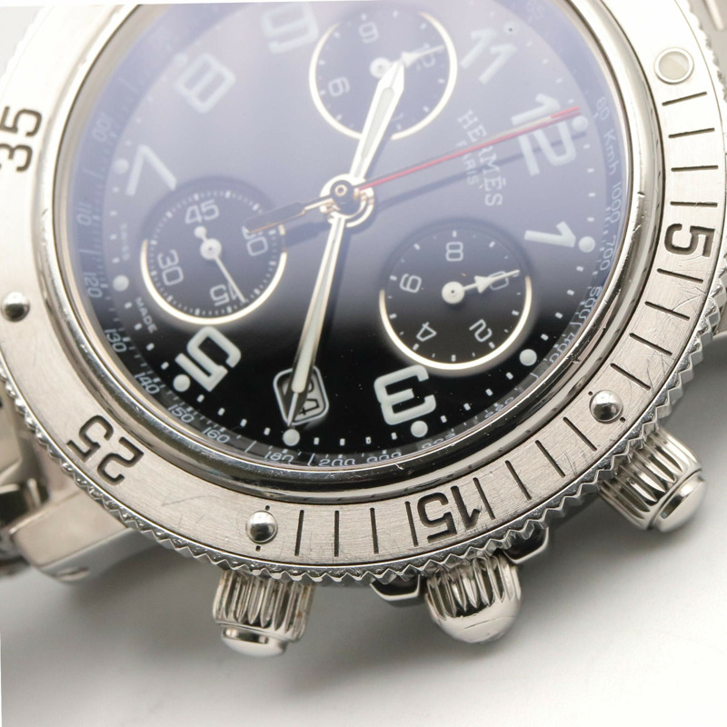 愛馬仕 Clipper Diver Chrono 腕錶，不鏽鋼材質，男士款，黑色，CL2.910-8