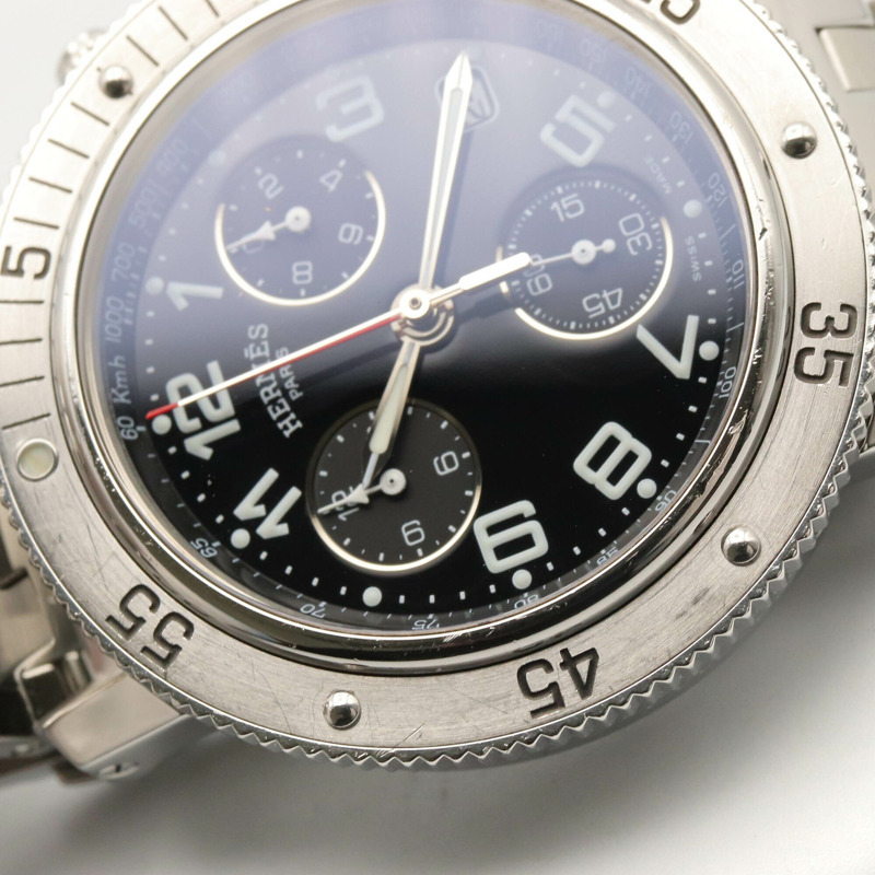 愛馬仕 Clipper Diver Chrono 腕錶，不鏽鋼材質，男士款，黑色，CL2.910-9