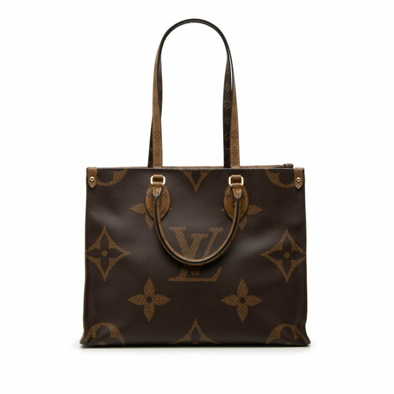 路易威登 Monogram Giant Reverse OnTheGo MM 手提包/單肩包 2WAY M45321 棕色皮革 女士 LOUIS VUITTON-0