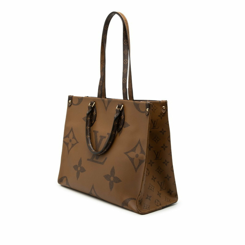路易威登 Monogram Giant Reverse OnTheGo MM 手提包/單肩包 2WAY M45321 棕色皮革 女士 LOUIS VUITTON-1