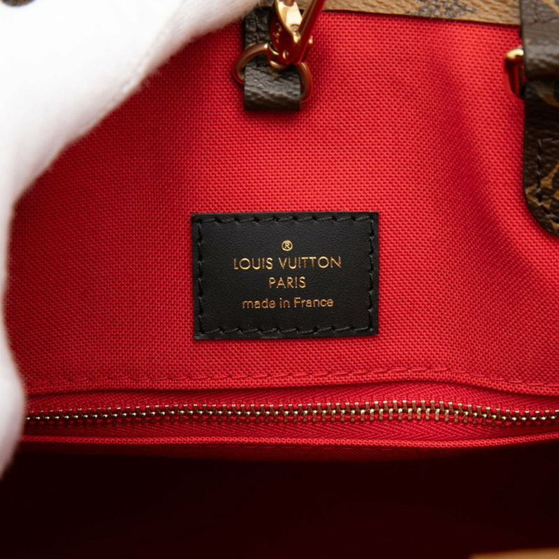 路易威登 Monogram Giant Reverse OnTheGo MM 手提包/單肩包 2WAY M45321 棕色皮革 女士 LOUIS VUITTON-4