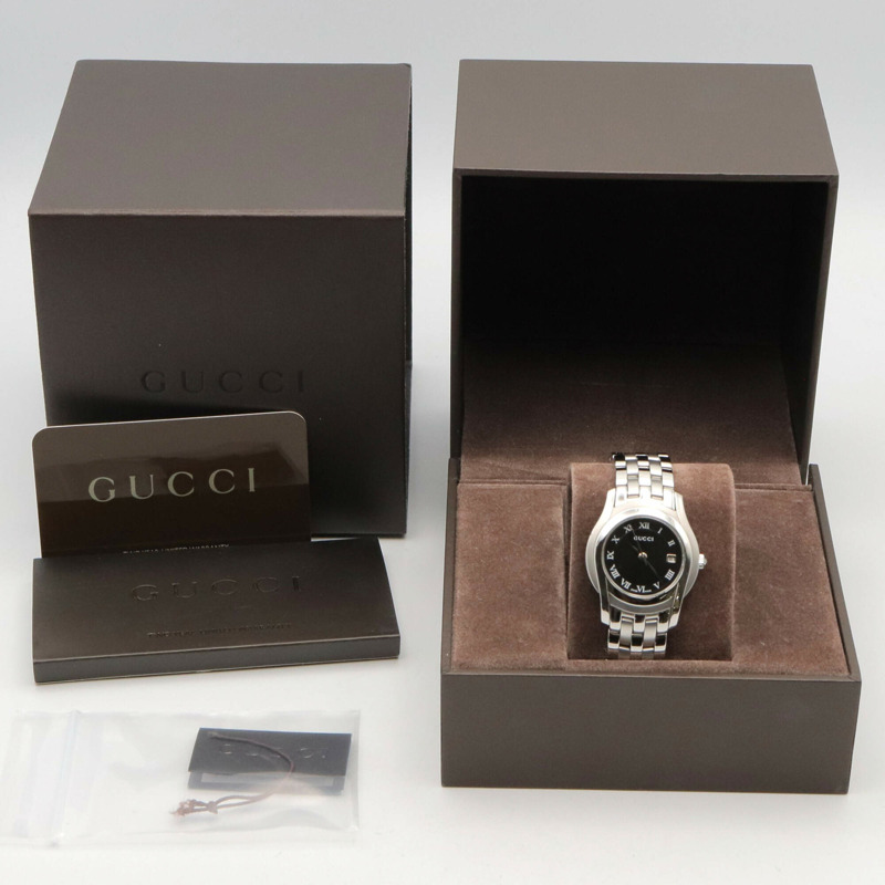 Gucci女士腕錶,不鏽鋼材質,黑色,5500L-9