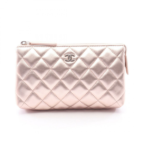 香奈兒 (CHANEL) Matelasse 金屬質感迷你手拿包 A69259 羊皮粉紅 SHW 二手 CC