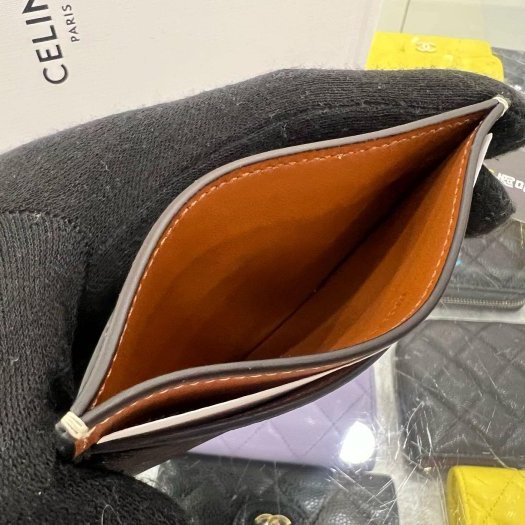 東區正精品㊣CELINE 1GB702DQE TRIOMPHE 全新咖啡色凱旋門PVC扁式卡片夾名片夾 RZ6444-2