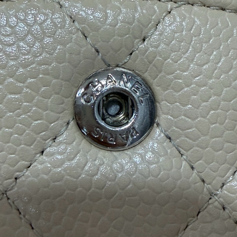 CHANEL A01112 coco 25 CF 奶茶色 膚色 荔枝皮 銀鍊 肩背包 口蓋包-28