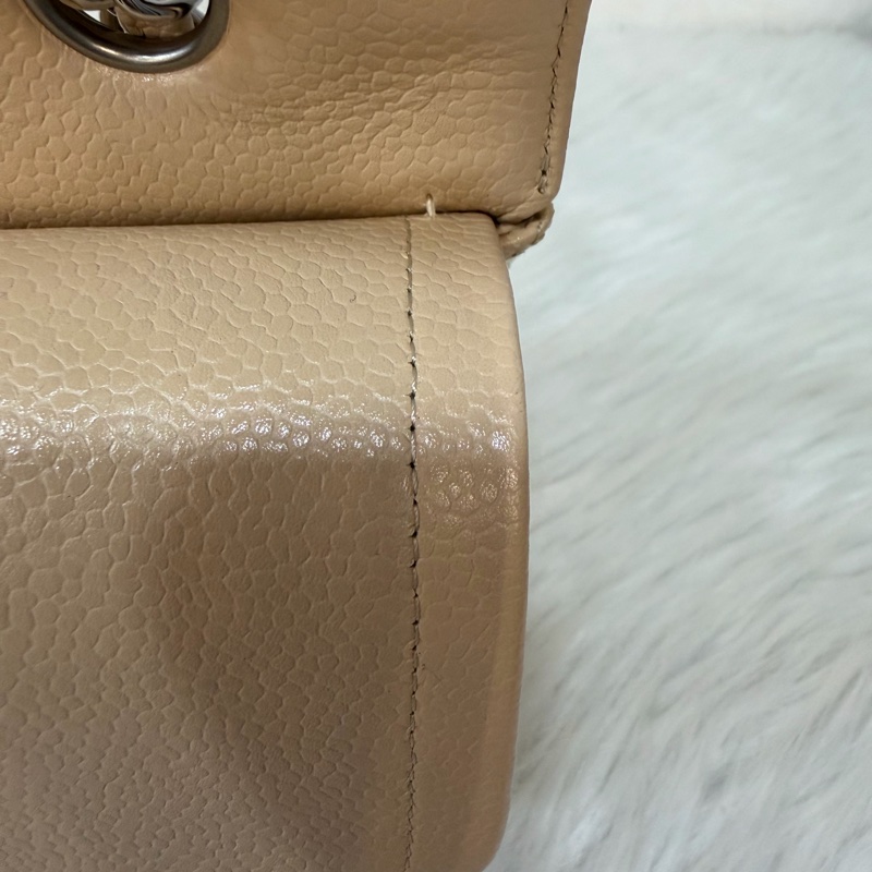 CHANEL A01112 coco 25 CF 奶茶色 膚色 荔枝皮 銀鍊 肩背包 口蓋包-39