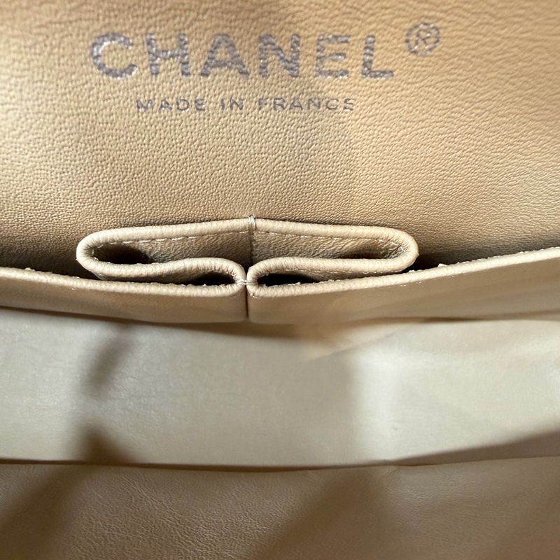 CHANEL A01112 coco 25 CF 奶茶色 膚色 荔枝皮 銀鍊 肩背包 口蓋包-57