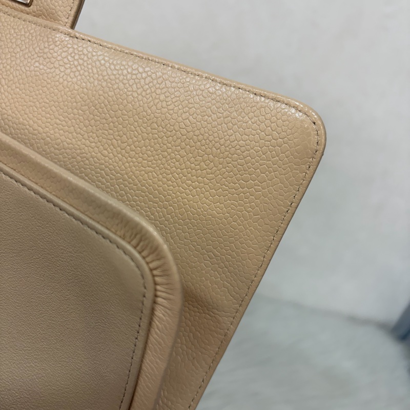 CHANEL A01112 coco 25 CF 奶茶色 膚色 荔枝皮 銀鍊 肩背包 口蓋包-65