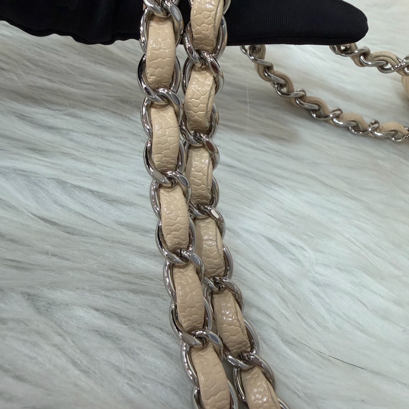 CHANEL A01112 coco 25 CF 奶茶色 膚色 荔枝皮 銀鍊 肩背包 口蓋包-71