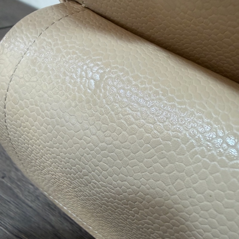 CHANEL A01112 coco 25 CF 奶茶色 膚色 荔枝皮 銀鍊 肩背包 口蓋包-12