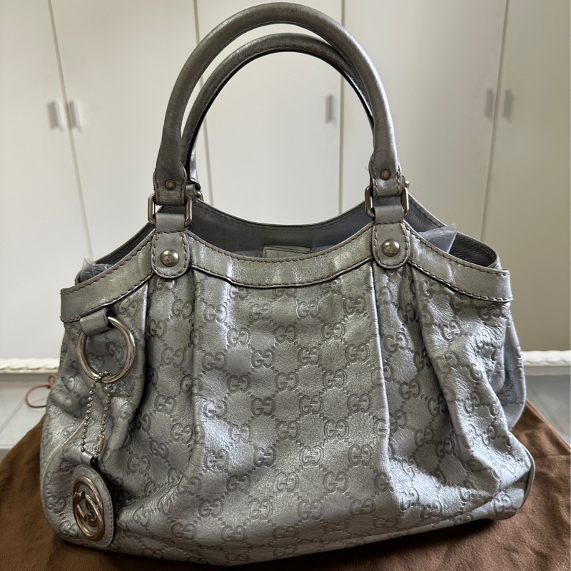 Gucci Guccissima Sukey 系列皮革手提包-0