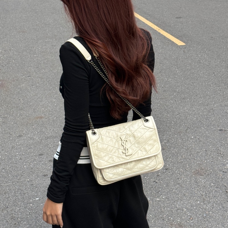 (極新🎁) YSL Niki Baby 米白色 肩背+斜背包【專櫃96,850】-0