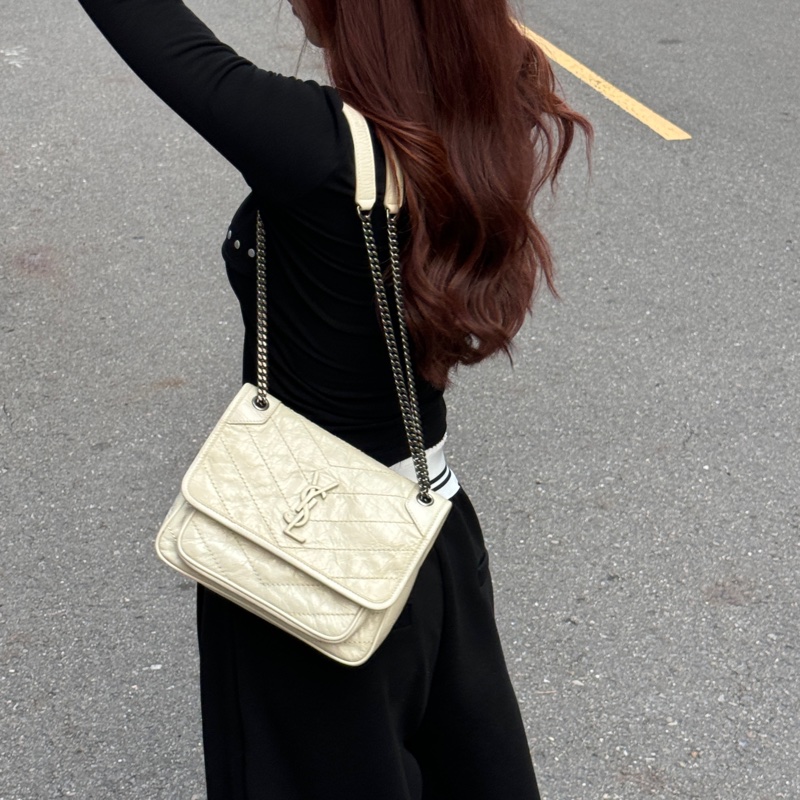 (極新🎁) YSL Niki Baby 米白色 肩背+斜背包【專櫃96,850】-2
