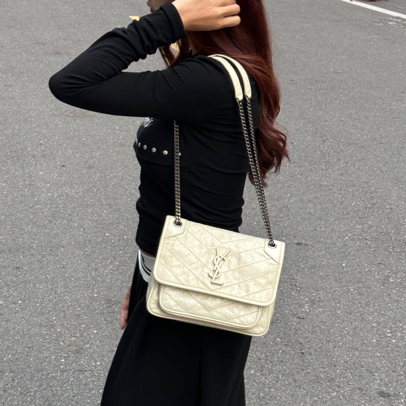 (極新🎁) YSL Niki Baby 米白色 肩背+斜背包【專櫃96,850】-7