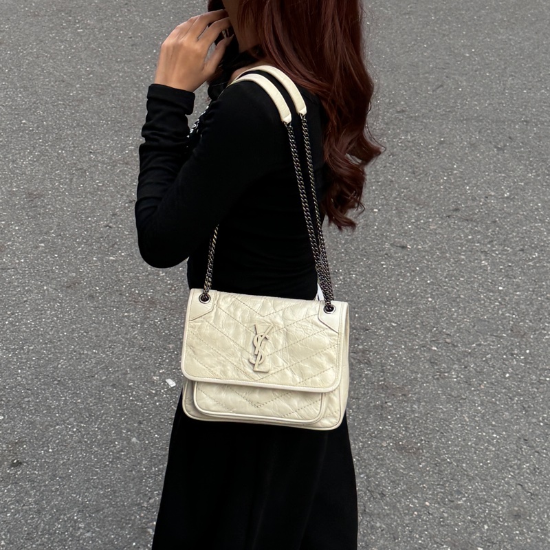 (極新🎁) YSL Niki Baby 米白色 肩背+斜背包【專櫃96,850】-23
