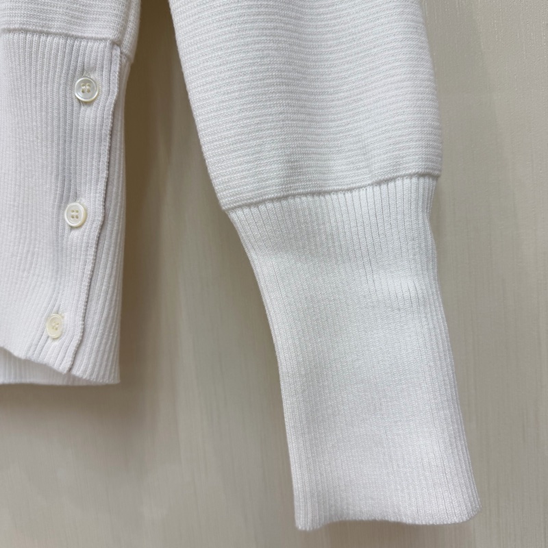 THOM BROWNE 4-Bar 針織開襟衫白色橙色滾邊XB914-11