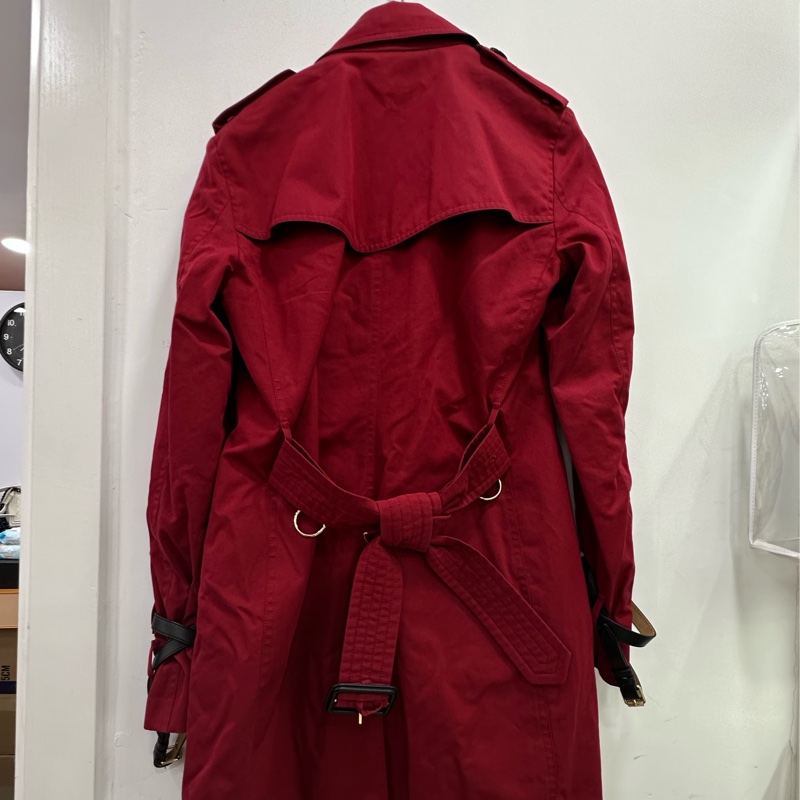Burberry /博柏利 紅色風衣外套 中長款 UK8碼-1