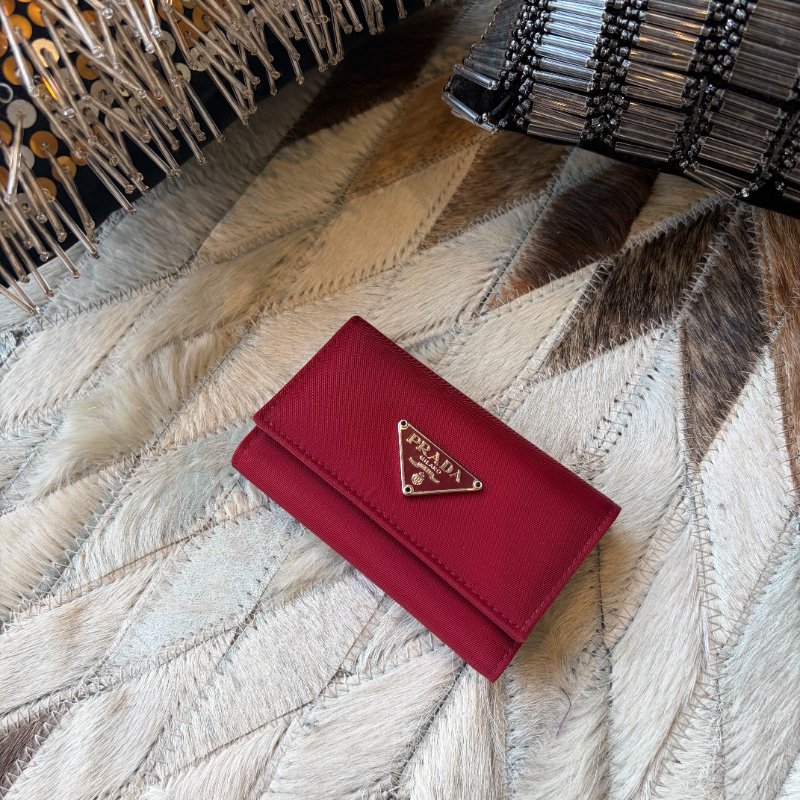 PRADA 尼龍六孔KEY包 紅色-0