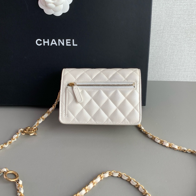 💎Chanel香奈兒｜23B白色珠光荔枝皮ot扣｜mini風琴woc鏈條包｜芯片款98新-3