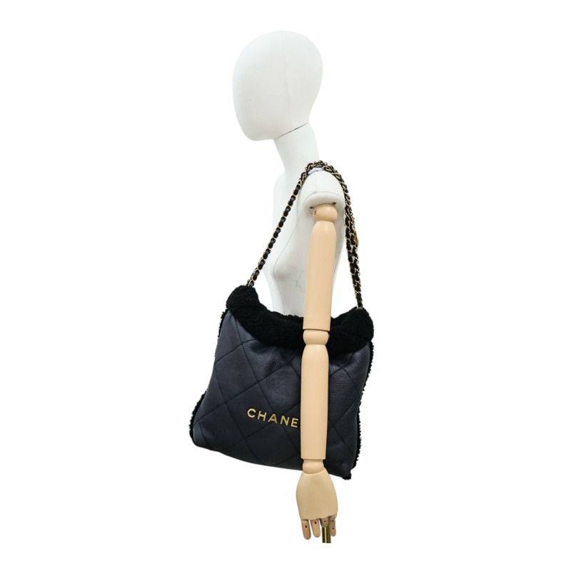 黑色 菱格紋 羊皮 22 包款 肩背包【CHANEL 香奈兒】 AS3260-10