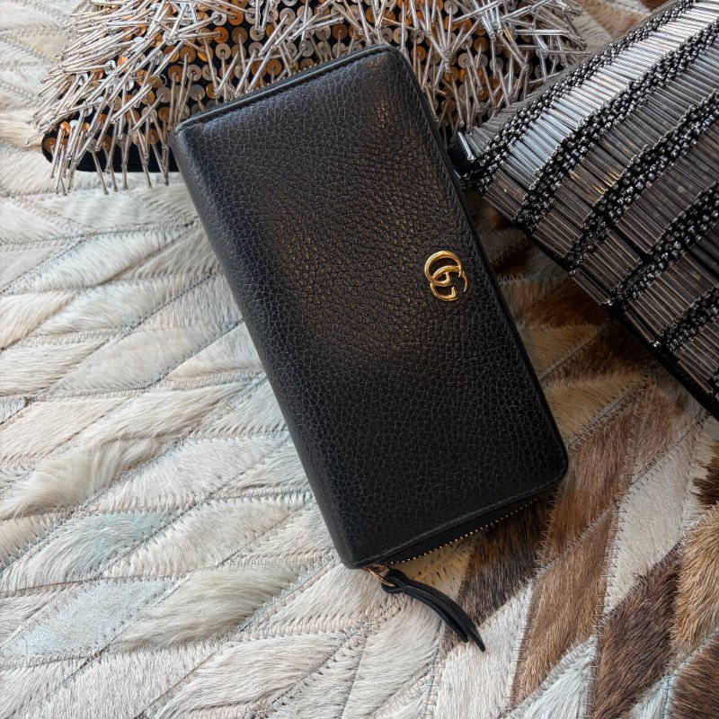 GUCCI 牛皮拉鏈長夾 黑色-2