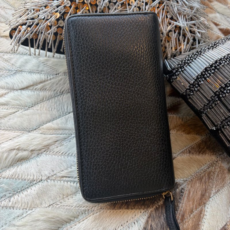 GUCCI 牛皮拉鏈長夾 黑色-3