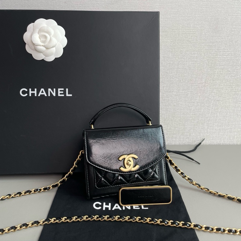 💎Chanel香奈兒|24A油蠟皮mini信封包|芯片款98新-3