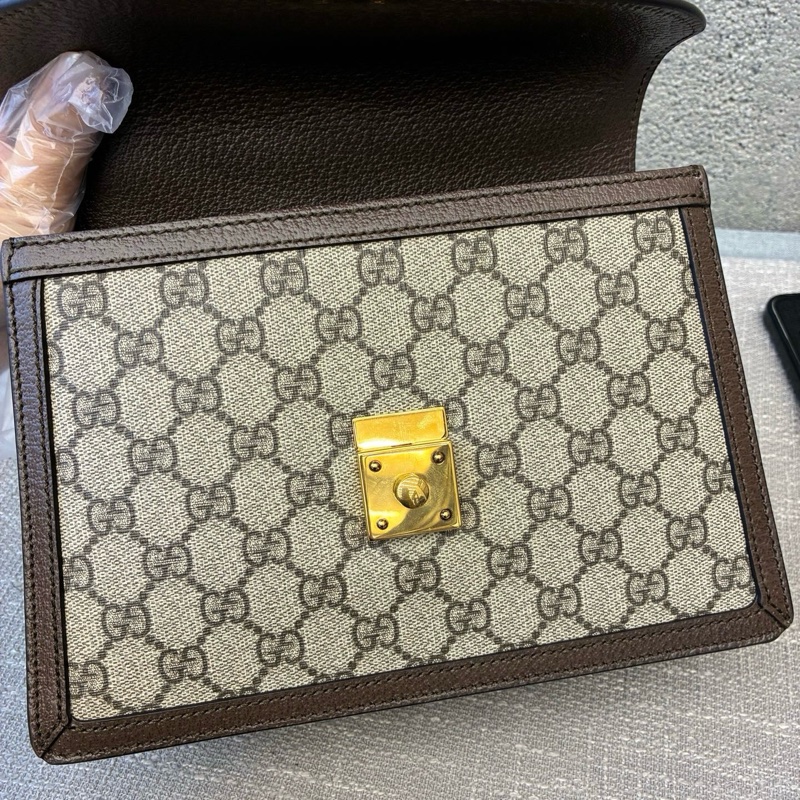 ✨99新古馳Gucci Ophidia郵差包 手提包斜挎包 可拆卸肩帶金扣 040黑標 💛正品-6