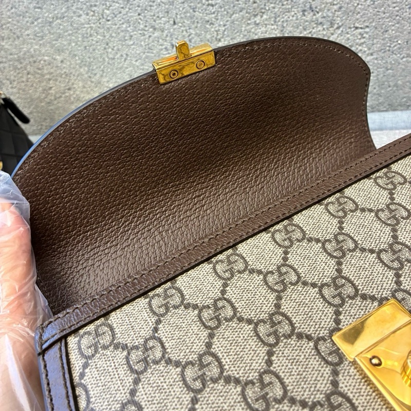 ✨99新古馳Gucci Ophidia郵差包 手提包斜挎包 可拆卸肩帶金扣 040黑標 💛正品-7