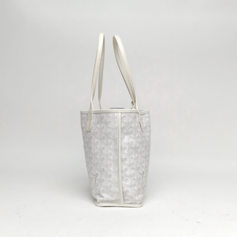 GOYARD Anjou雙面購物袋Mini20白色PVC銀扣肩背包-1