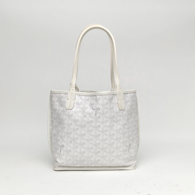 GOYARD Anjou雙面購物袋Mini20白色PVC銀扣肩背包-2