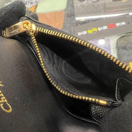 東區正精品㊣DIOR S5132UWHC Caro Glycine全新黑色柔軟籐格紋小牛皮錢包零錢包卡片夾 RZ6448-5